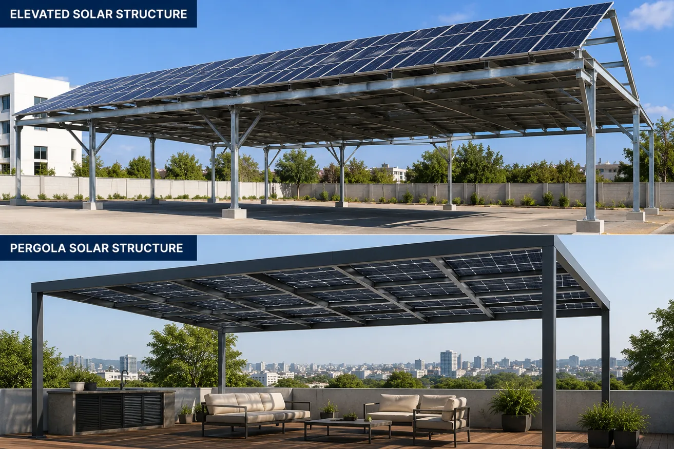 Elevated solar structure and solar pergola manufacturer NCR